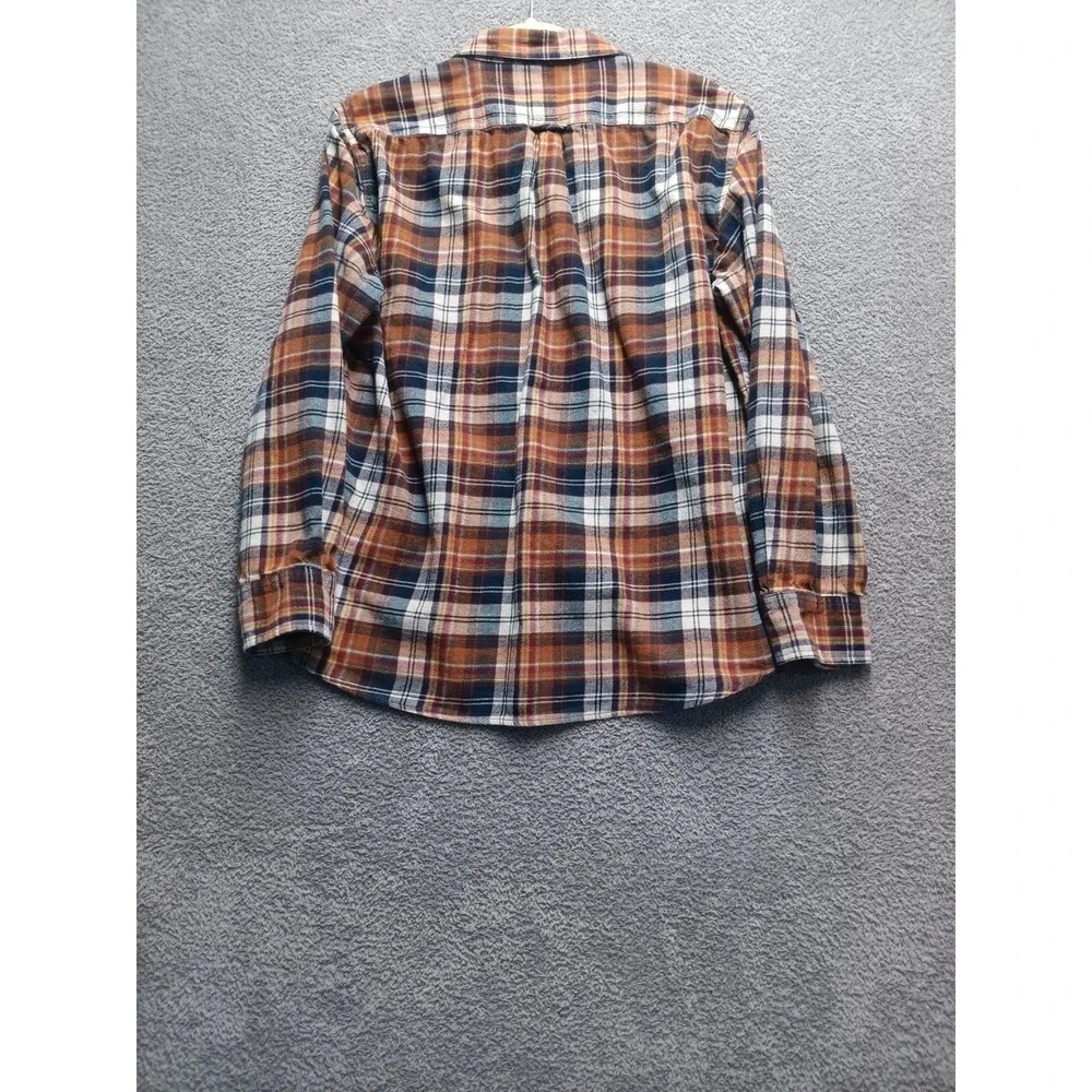 Eddie Bauer Plaid Flannel Shirt‎ Men's L Brown Long Sleeve Button Front